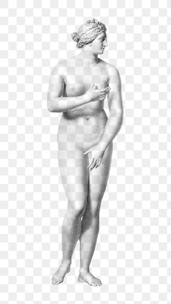 Nude Greek woman png marble statue on transparent background.   Remastered by rawpixel