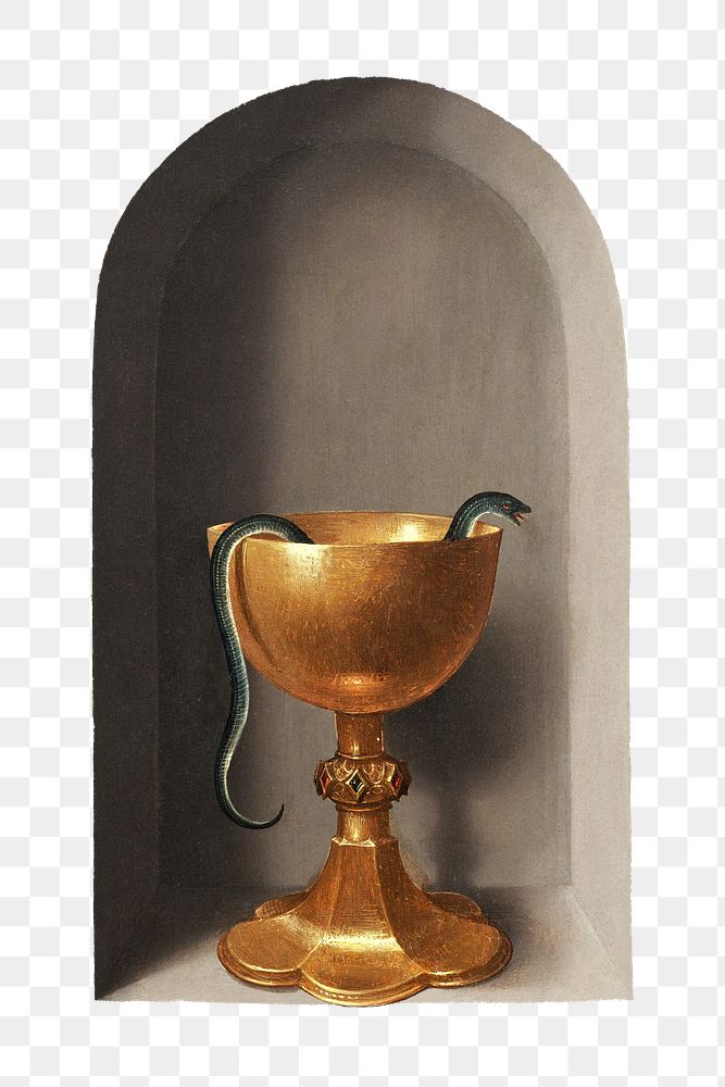 Chalice png snake inside sticker, transparent background.    Remastered by rawpixel