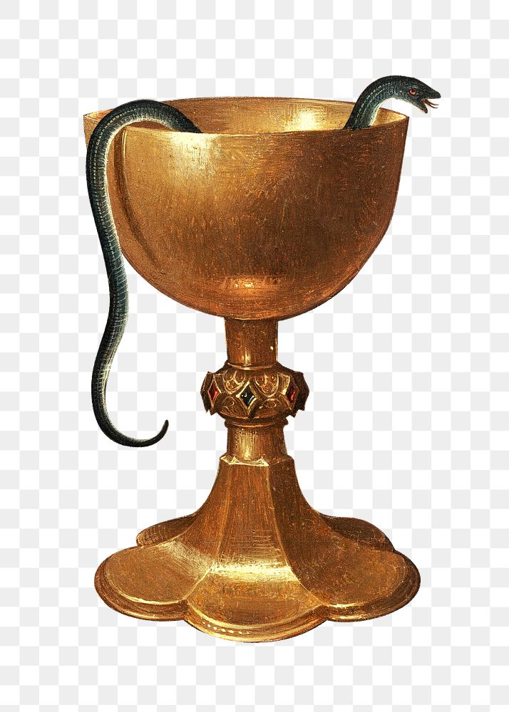 Gold chalice png object sticker, transparent background.    Remastered by rawpixel