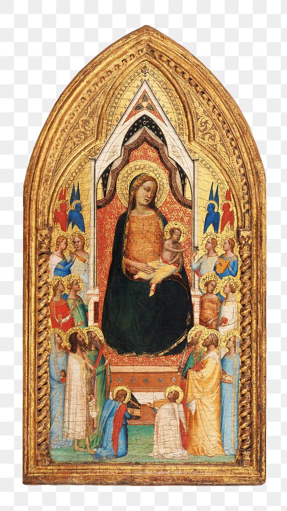 Png Madonna and Child with Saints and Angels on transparent background.   Remastered by rawpixel