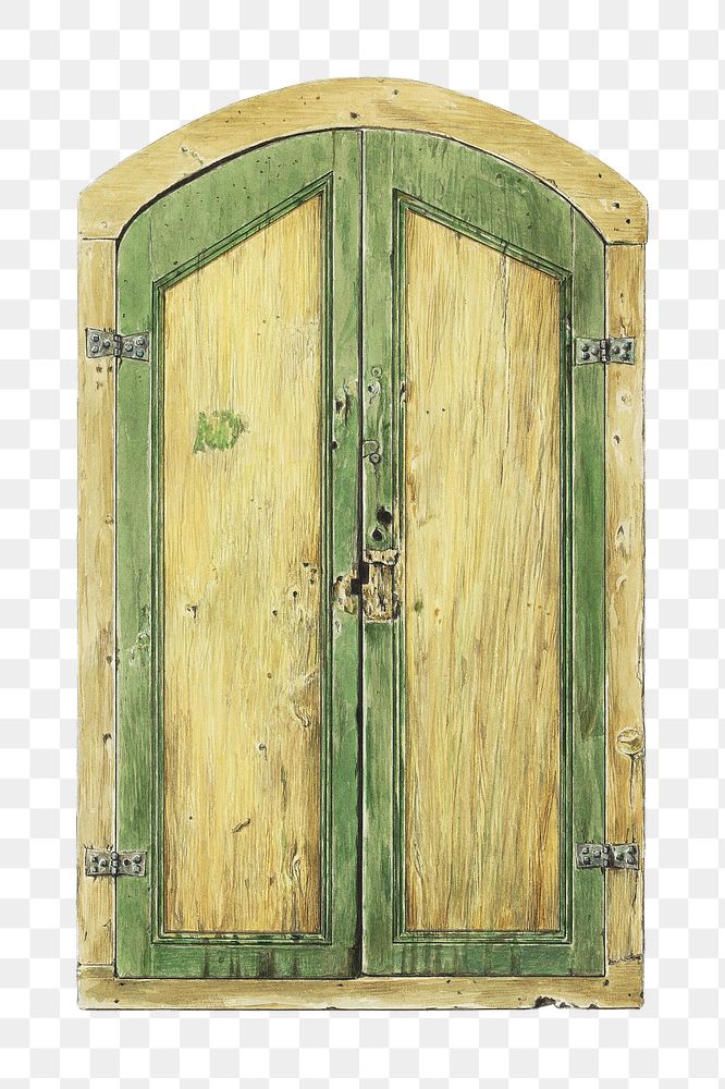 PNG painted wooden door sticker, transparent background.   Remastered by rawpixel