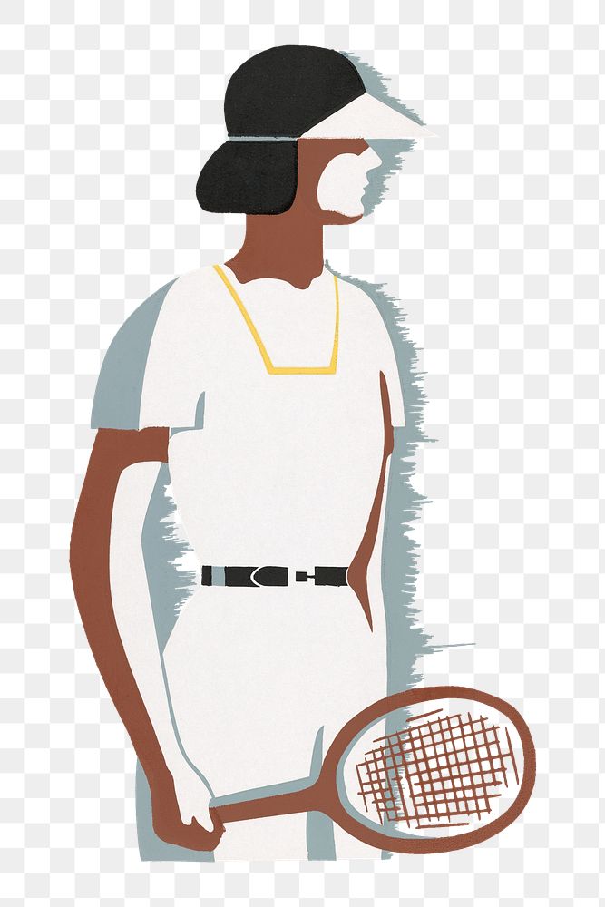 Female tennis player png sport sticker, transparent background.  Remixed by rawpixel.