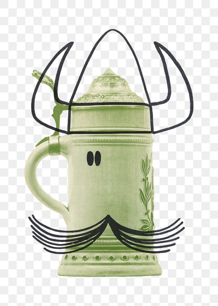 Viking jug png object sticker, transparent background.   Remixed by rawpixel.