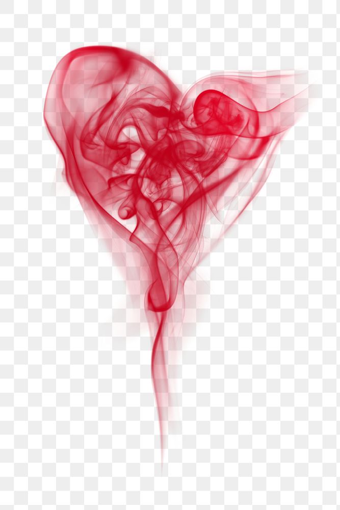 Heart png smoke textured element, in red