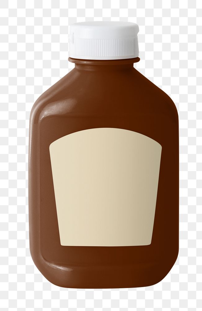 Brown sauce bottle png sticker, transparent background