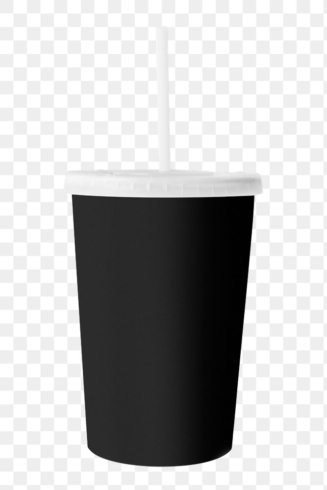 Black disposable cup png sticker, beverage packaging, transparent background