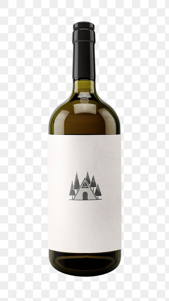 White wine bottle png sticker, transparent background