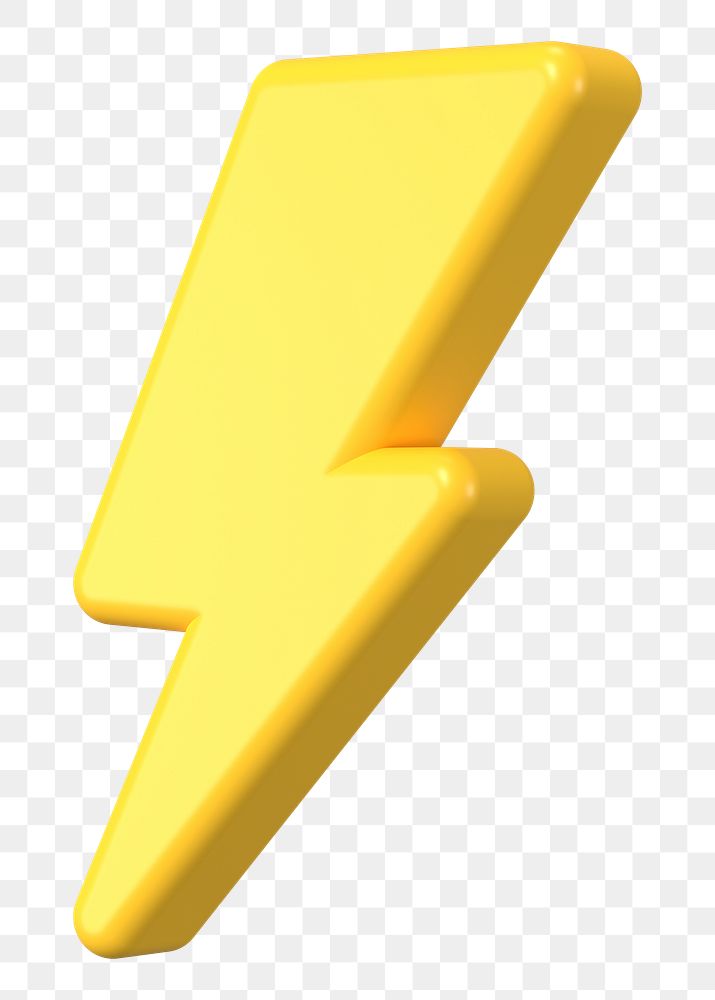 3D thunderbolt png sticker, flash sale symbol on transparent background