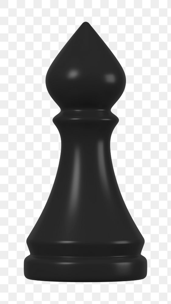 Bishop png chess piece clipart, 3D black graphic on transparent background