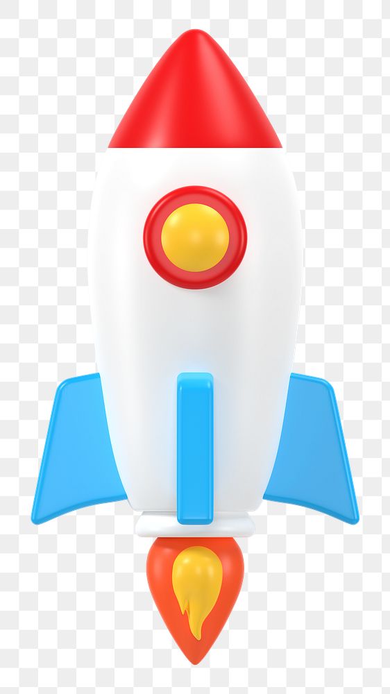 3D rocket png sticker, business launch symbol on transparent background