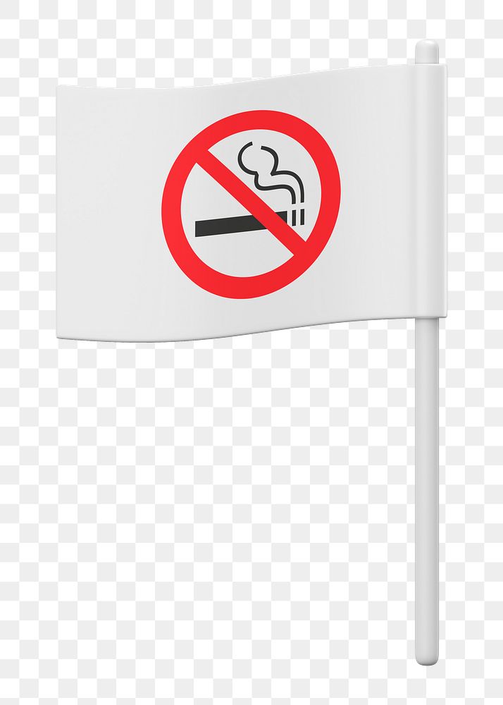 No smoking flag 3D png sticker, transparent background