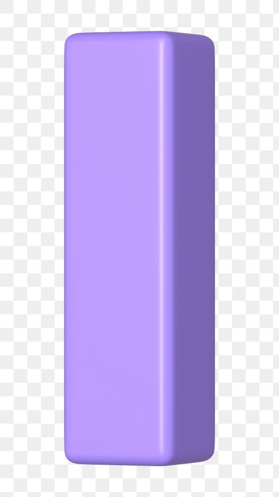 Purple bar shape png 3D rendered sticker, transparent background
