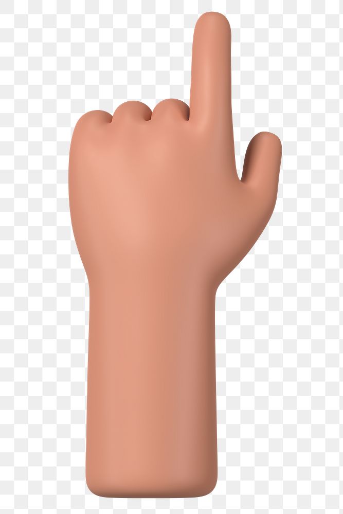 Finger-pointing png tanned hand gesture, 3D illustration, transparent background