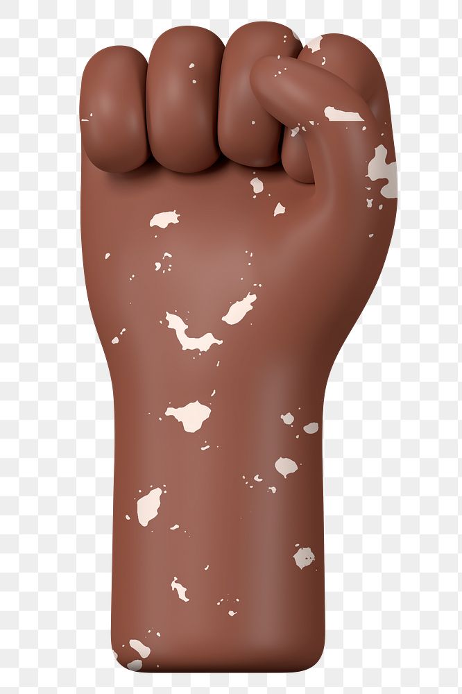 Raised fist png, vitiligo awareness, 3D illustration, transparent background