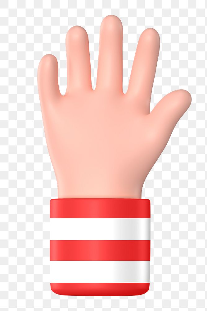 Raised hand png sticker, gesture, 3D illustration, transparent background