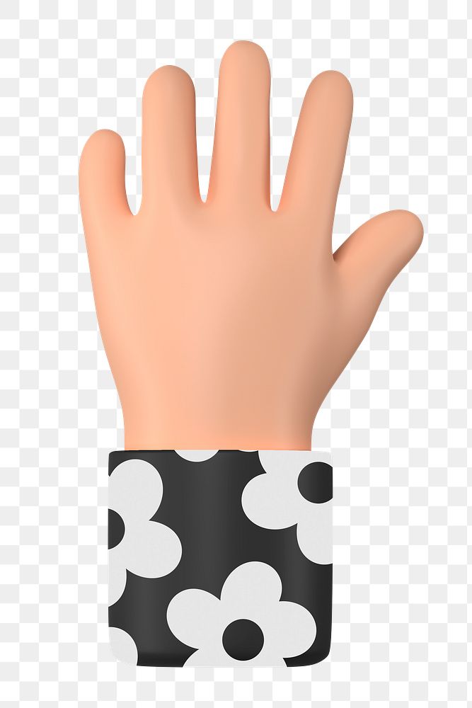 Raised hand gesture png sticker, 3D illustration, transparent background