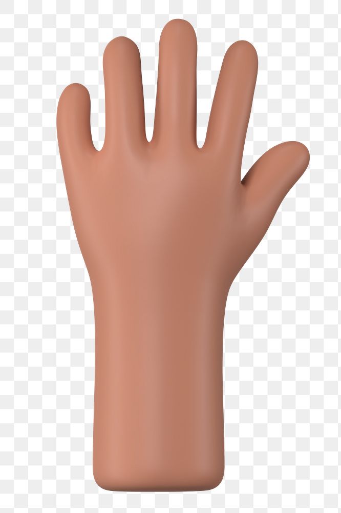 Raised tanned png hand gesture, 3D rendering graphic, transparent background