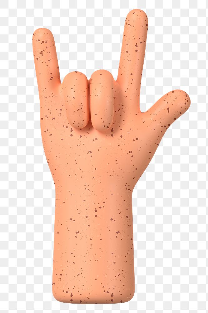 ILY freckled hand png gesture, 3D love illustration, transparent background