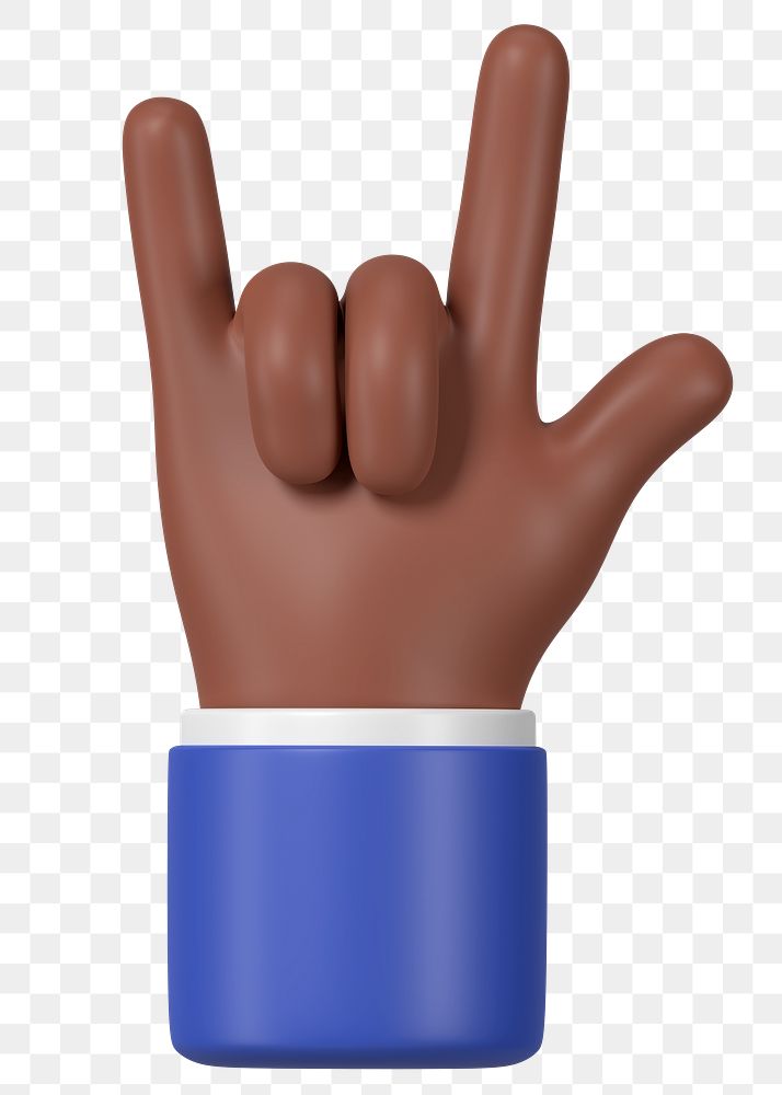 ILY hand sign png sticker, gesture in 3D design, transparent background
