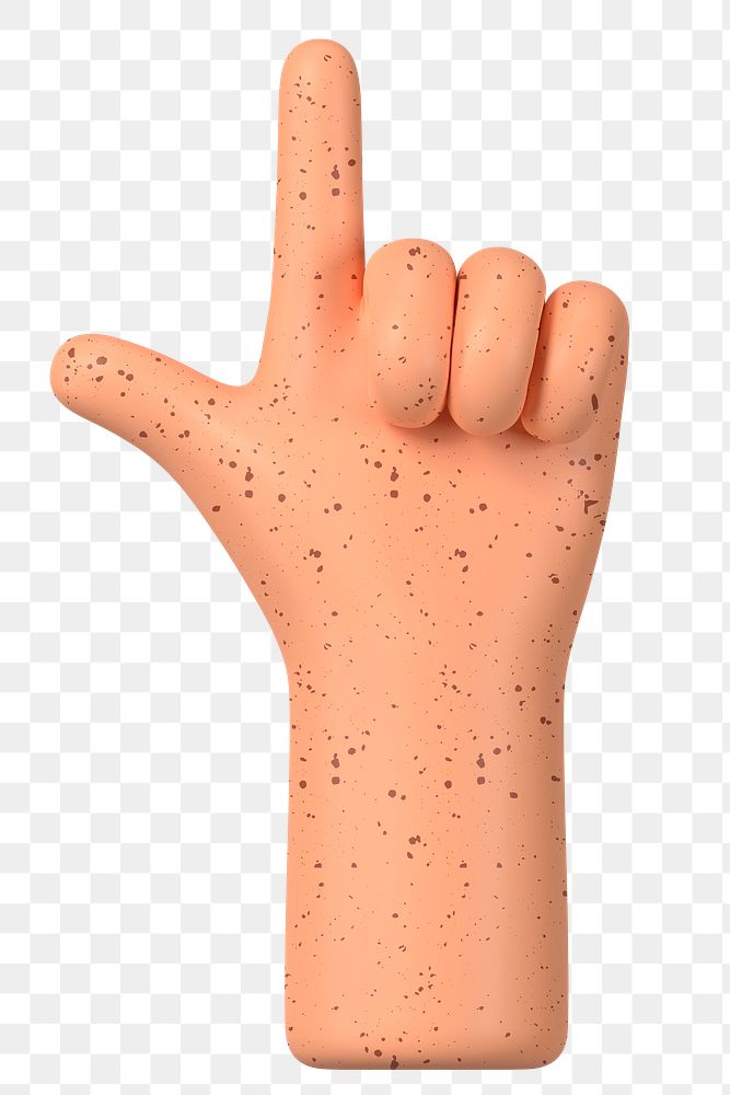 Finger-pointing hand png gesture, freckled skin, 3D illustration, transparent background