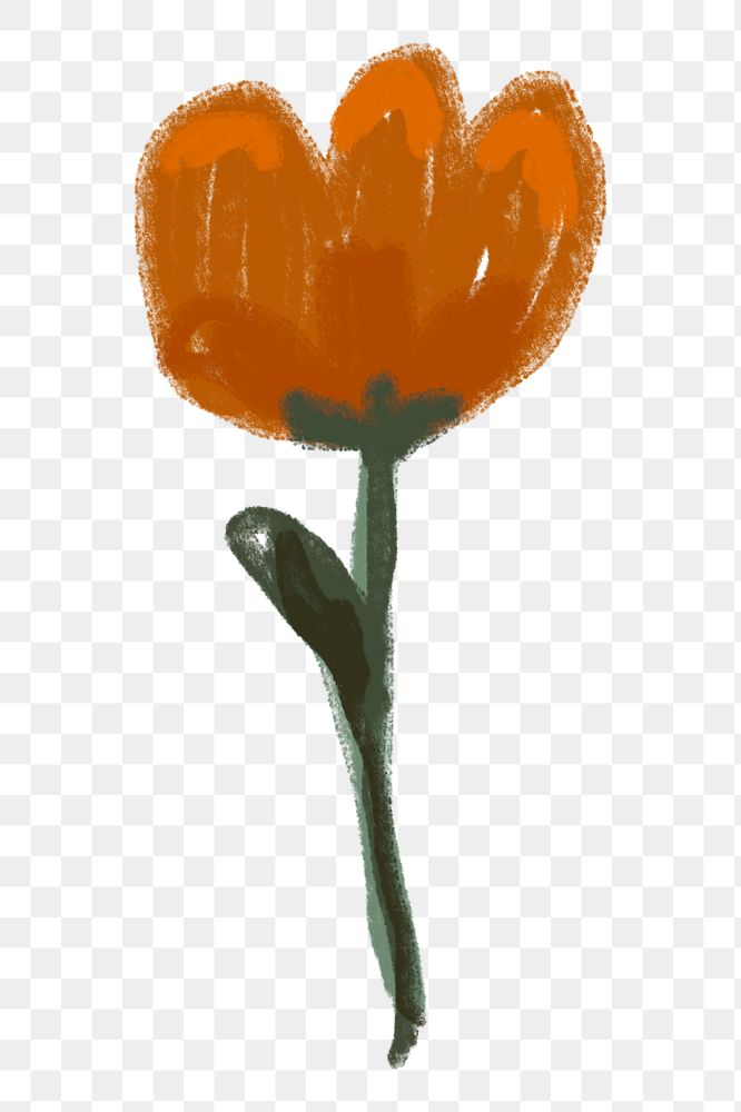 Orange tulip png flower doodle sticker, transparent background
