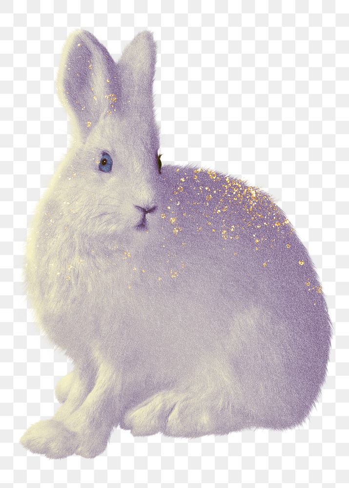 White rabbit png sticker, wild animal illustration, transparent background