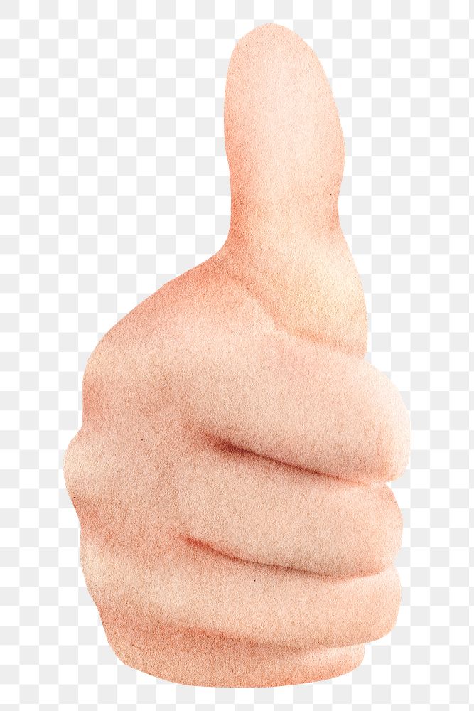 Thumbs up hand png sticker, transparent background