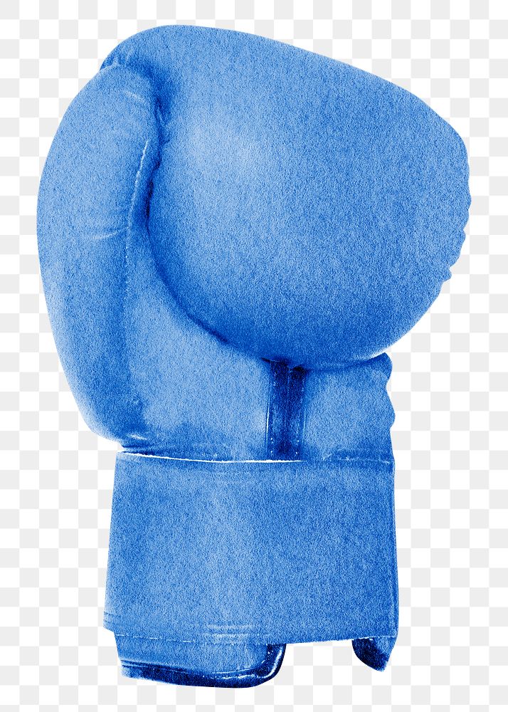 Blue boxing glove png sticker, transparent background