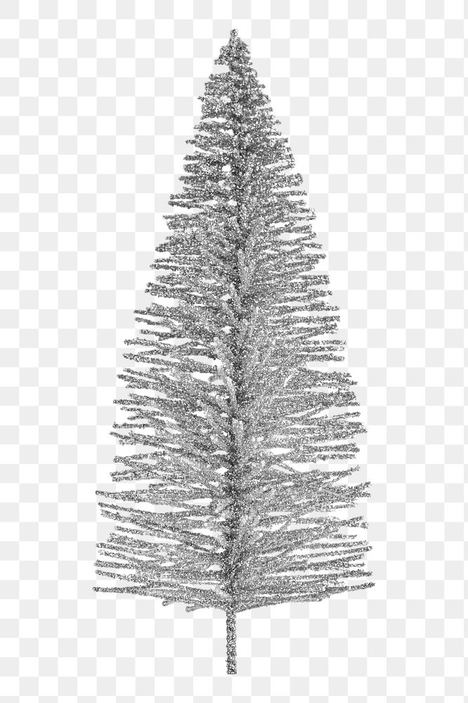 Silver Christmas tree png sticker, transparent background