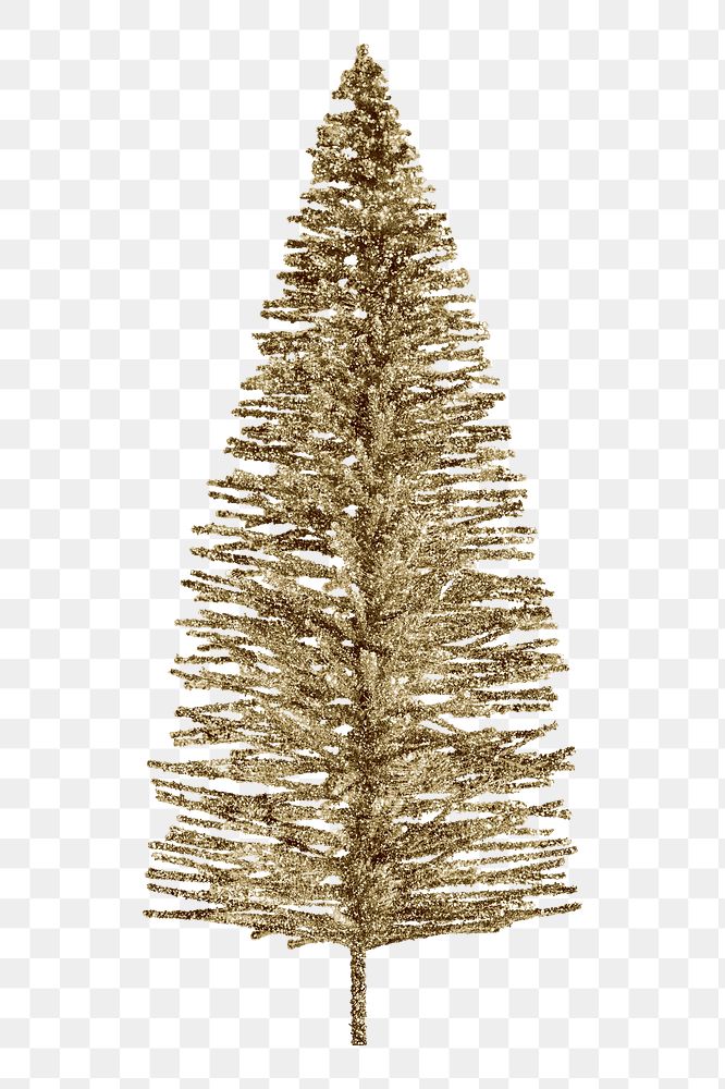 Gold Christmas tree png sticker, transparent background