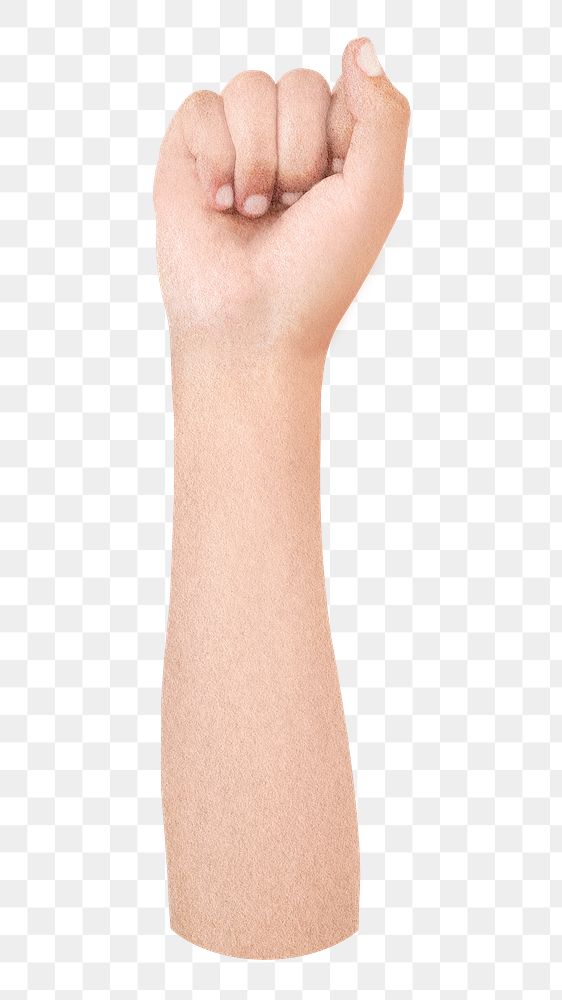 Raised fist png sticker, transparent background