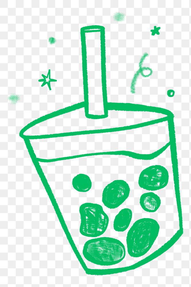 Bubble tea png sticker, cute drink doodle, transparent background