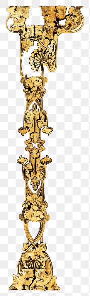 Gold ornate pillar png sticker, vintage illustration, transparent background