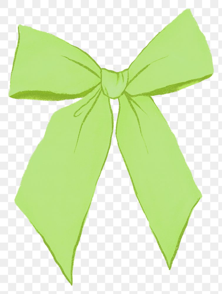 Green bow ribbon png sticker, cute party decoration, transparent background