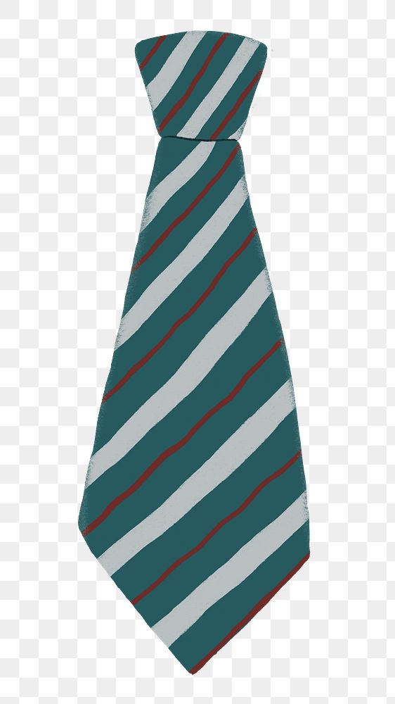 Green striped necktie png sticker, apparel graphic, transparent background