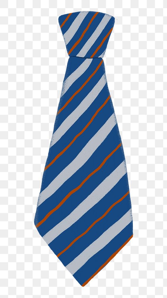 Blue striped necktie png sticker, apparel graphic, transparent background