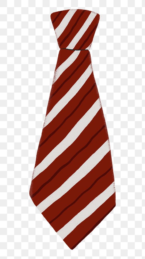 Red striped necktie png sticker, apparel graphic, transparent background