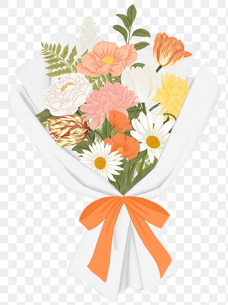 Flower bouquet png gift sticker, transparent background