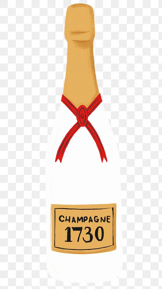 White champagne bottle png sticker, celebration drink graphic, transparent background