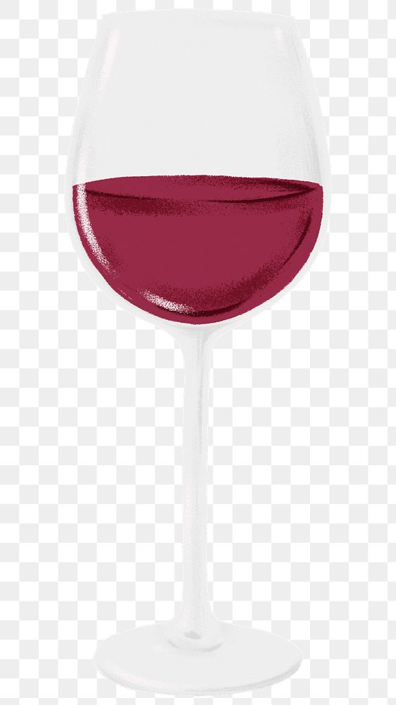 Red wine glass png sticker, celebration drink, transparent background