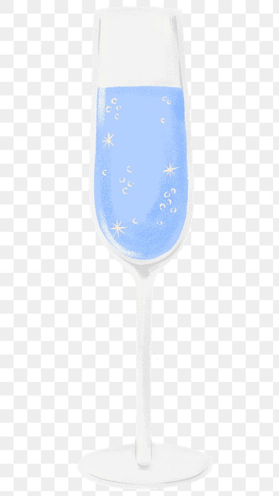 Blue champagne glass png sticker, celebration drink graphic, transparent background