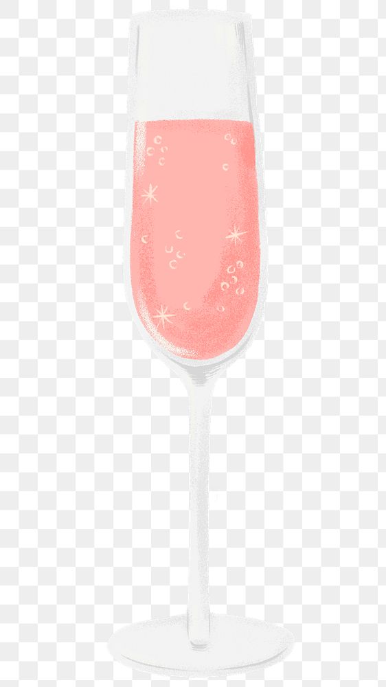 Pink champagne glass png sticker, celebration drink graphic, transparent background