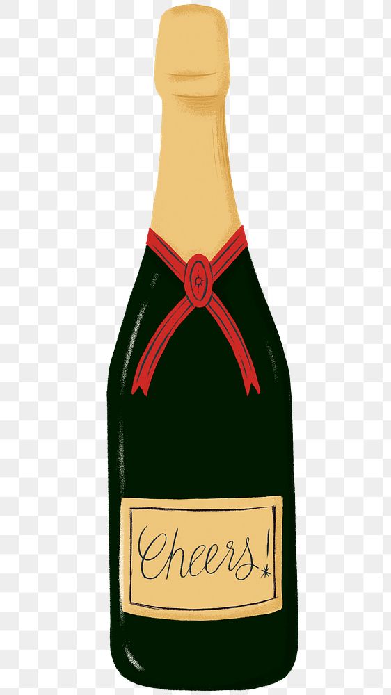 Champagne bottle png sticker, celebration drink graphic, transparent background