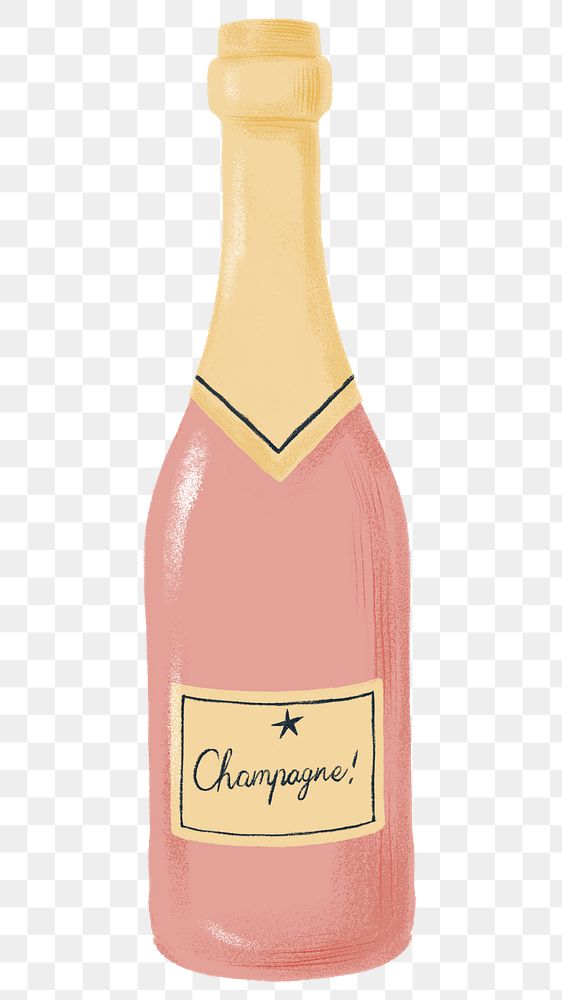 Cute champagne bottle png sticker, celebration drink graphic, transparent background