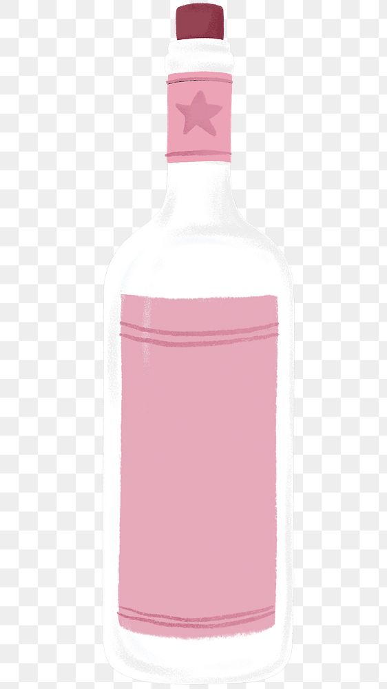 Pink wine bottle png sticker, celebration drink graphic, transparent background