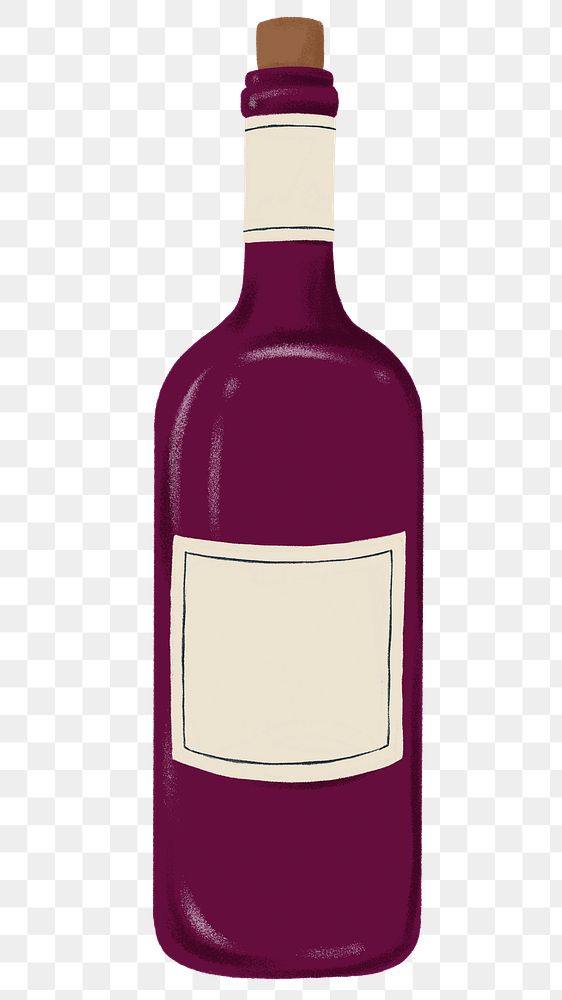 Purple wine bottle png sticker, celebration drink graphic, transparent background