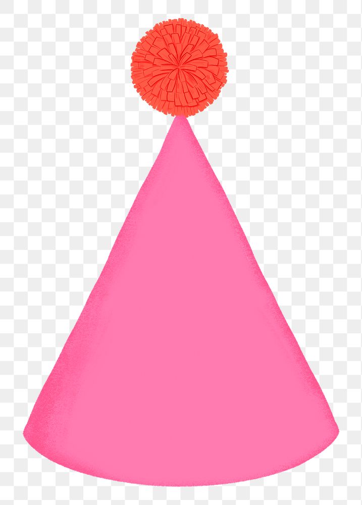 Pink cone hat png sticker, birthday accessory graphic, transparent background
