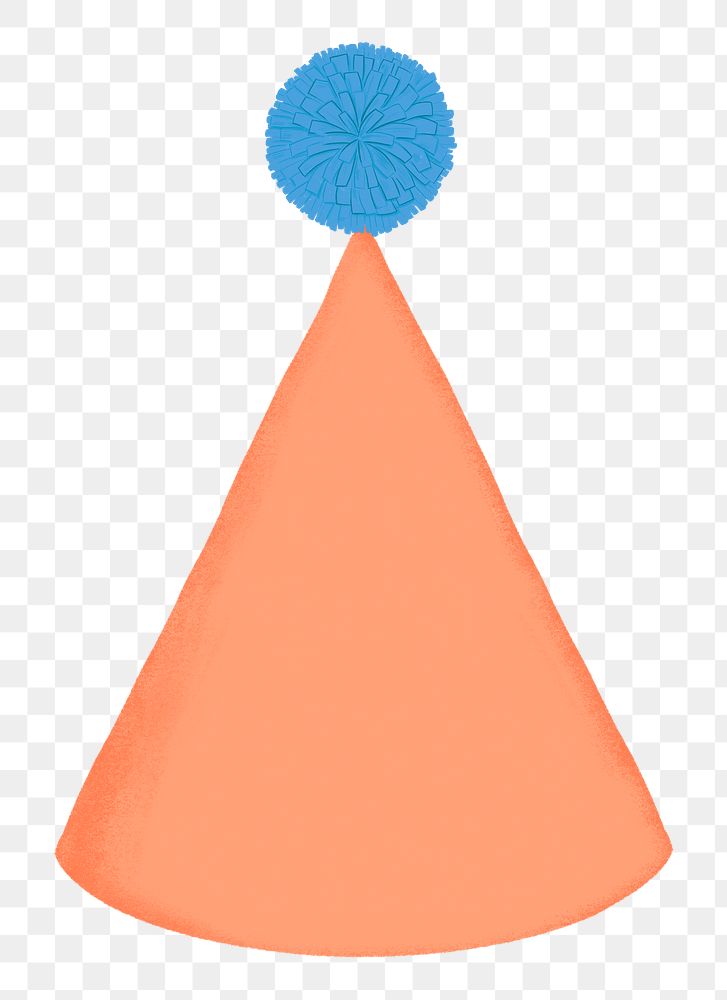 Orange cone hat png sticker, birthday accessory graphic, transparent background