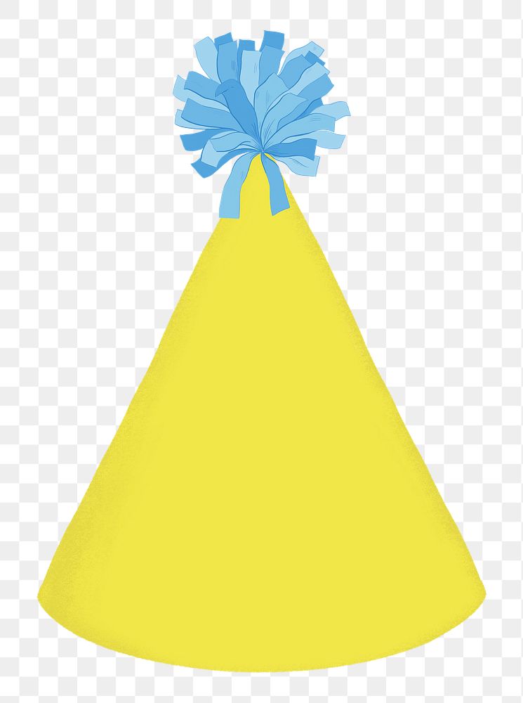 Yellow cone hat png sticker, birthday accessory graphic, transparent background