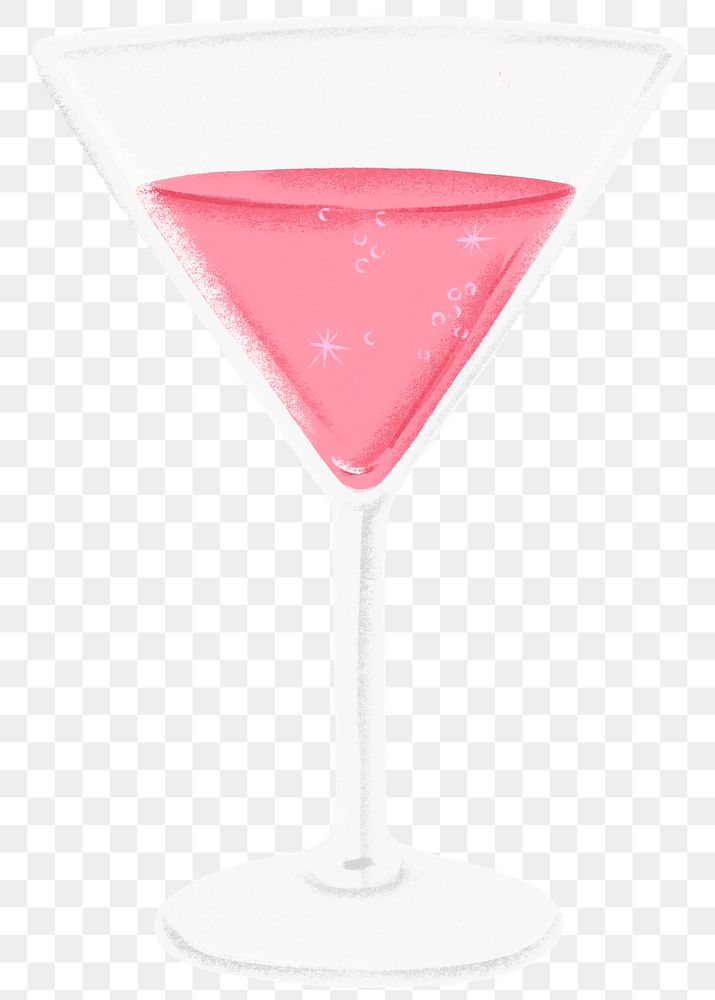 Pink martini glass png sticker, cocktail drink graphic, transparent background
